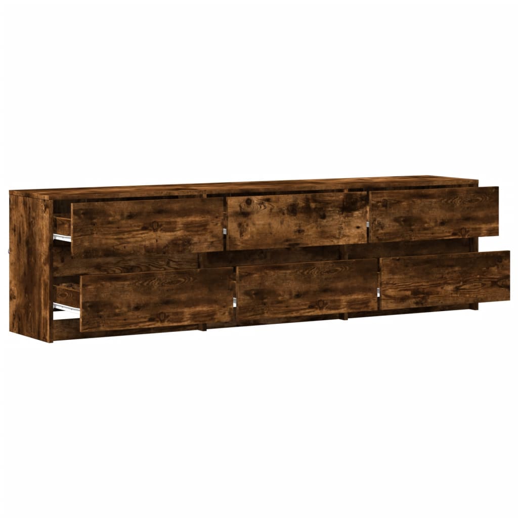 Meuble TV vidaXL avec lumières LED chêne fumé 180x34x50 cm