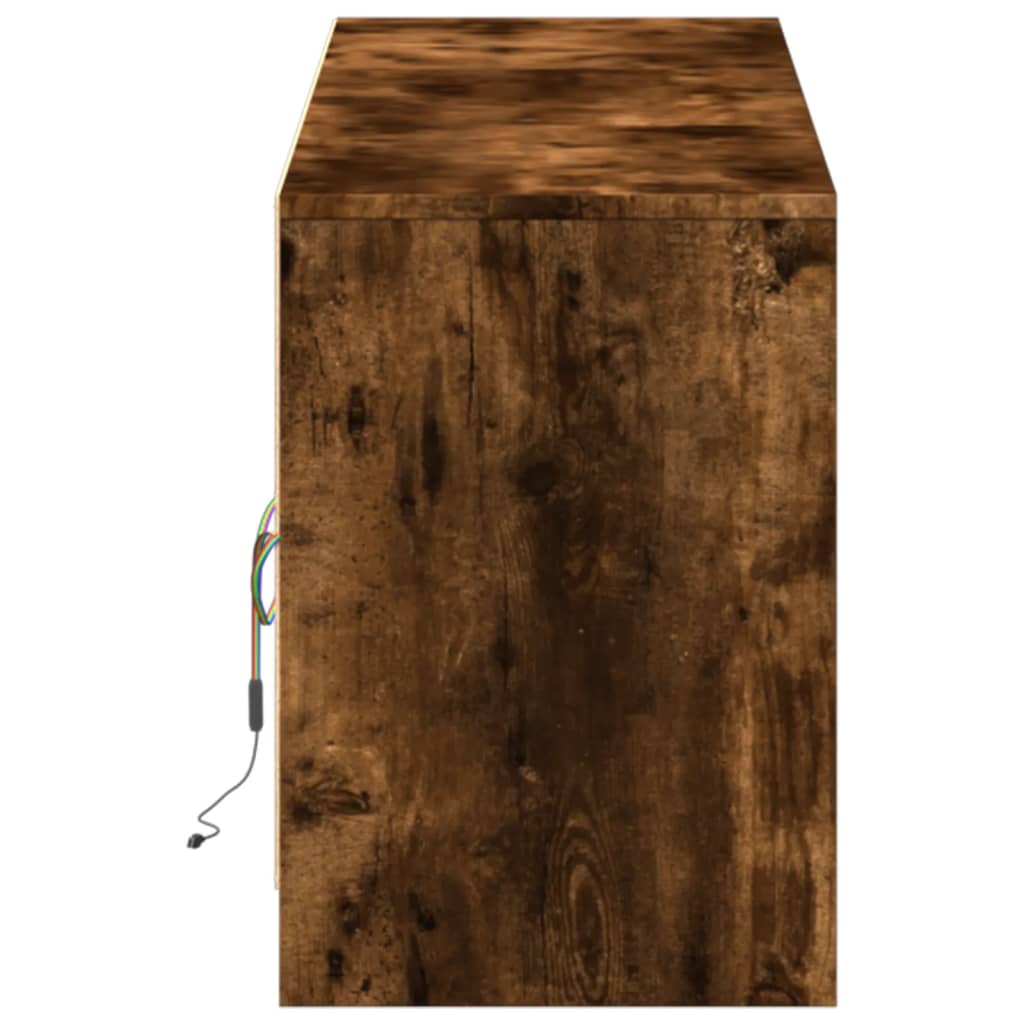 Meuble TV vidaXL avec lumières LED chêne fumé 180x34x50 cm