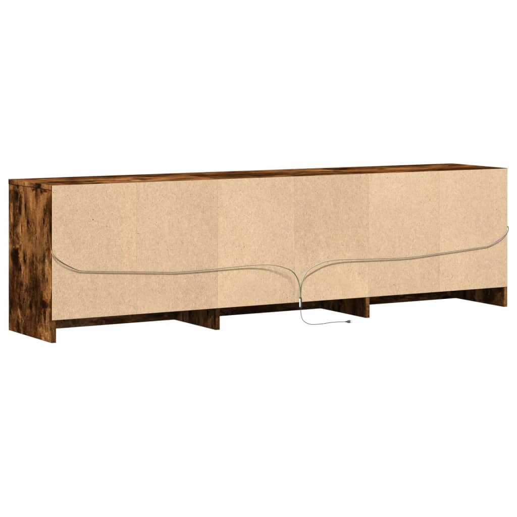 Meuble TV vidaXL avec lumières LED chêne fumé 180x34x50 cm