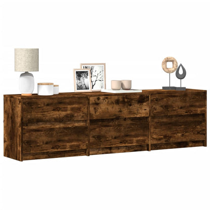 Meuble TV vidaXL avec lumières LED chêne fumé 180x34x50 cm