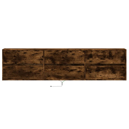 Meuble TV mural vidaXL avec LED chêne fumé 180x31x45 cm
