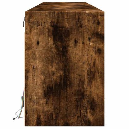 Meuble TV mural vidaXL avec LED chêne fumé 180x31x45 cm