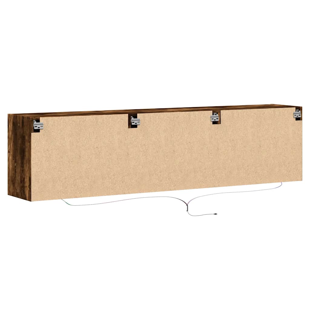Meuble TV mural vidaXL avec LED chêne fumé 180x31x45 cm