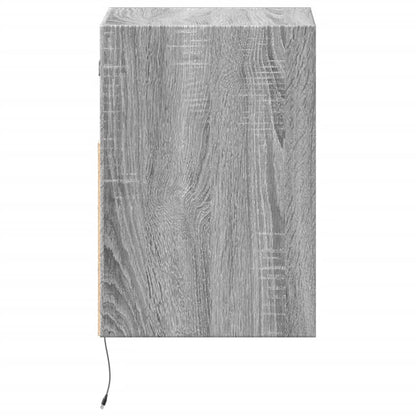 vidaXL Wand-Nachttische mit LED-Leuchten 2 Stk. Grau Sonoma