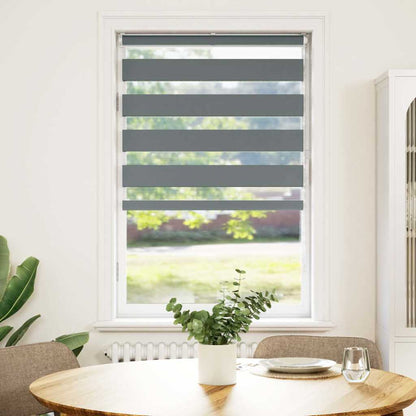 vidaXL Doppelrollo Dunkelgrau 75x100 cm Stoffbreite 70,9 cm Polyester