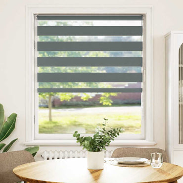 vidaXL Doppelrollo Dunkelgrau 95x100 cm Stoffbreite 90,9 cm Polyester