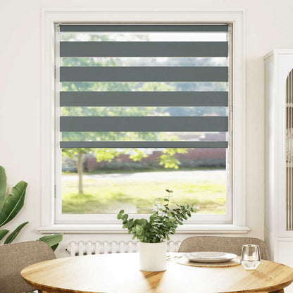 vidaXL Doppelrollo Dunkelgrau 100x100 cm Stoffbreite 95,9 cm Polyester