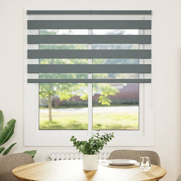 vidaXL Doppelrollo Dunkelgrau 135x100 cm Stoffbreite 130,9 cm Polyester