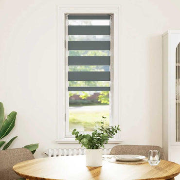 vidaXL Doppelrollo Dunkelgrau 40x150 cm Stoffbreite 35,9 cm Polyester