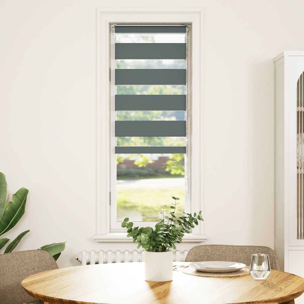 vidaXL Doppelrollo Dunkelgrau 45x150 cm Stoffbreite 40,9 cm Polyester