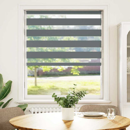 vidaXL Doppelrollo Dunkelgrau 100x150 cm Stoffbreite 95,9 cm Polyester