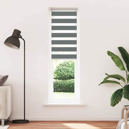vidaXL Doppelrollo Dunkelgrau 65x200 cm Stoffbreite 60,9 cm Polyester