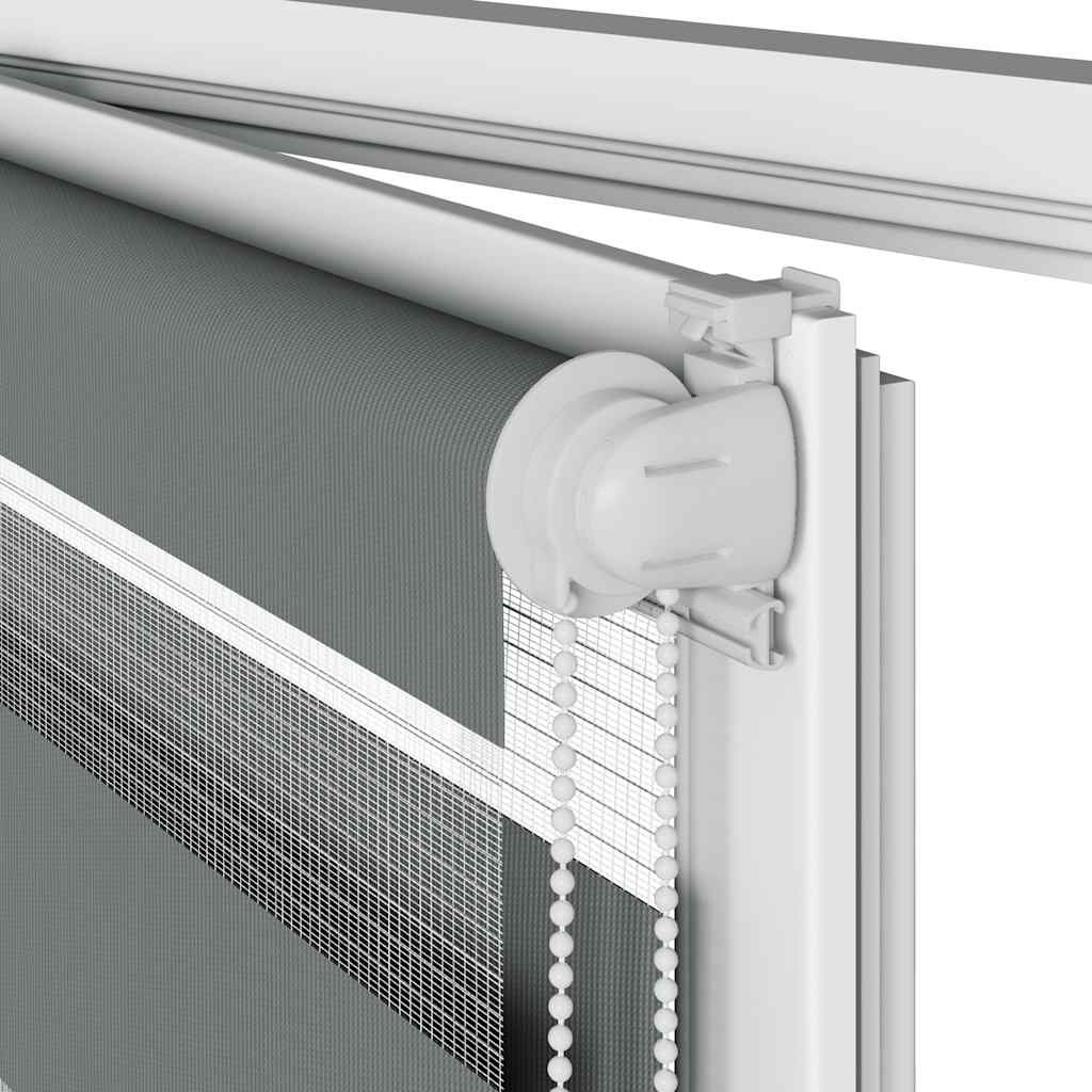 Doppelrollo Dunkelgrau 80x200 cm Stoffbreite 75,9 cm Polyester