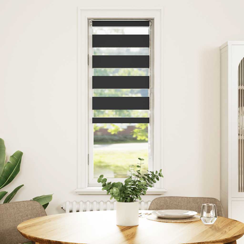 vidaXL Doppelrollo Schwarz 55x100 cm Stoffbreite 50,9 cm Polyester