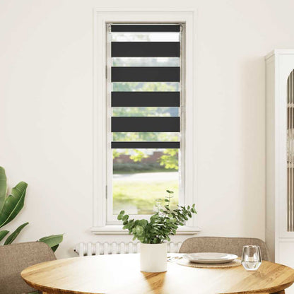 vidaXL Doppelrollo Schwarz 55x100 cm Stoffbreite 50,9 cm Polyester