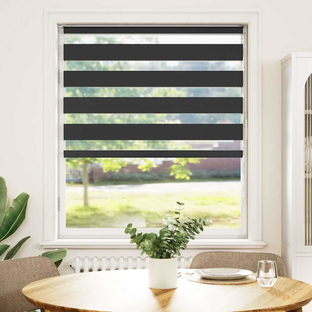 vidaXL Doppelrollo Schwarz 110x100 cm Stoffbreite 105,9 cm Polyester