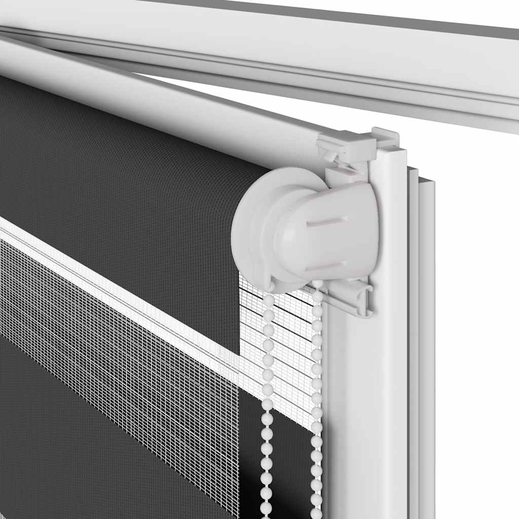 Doppelrollo Schwarz 40x150 cm Stoffbreite 35,9 cm Polyester