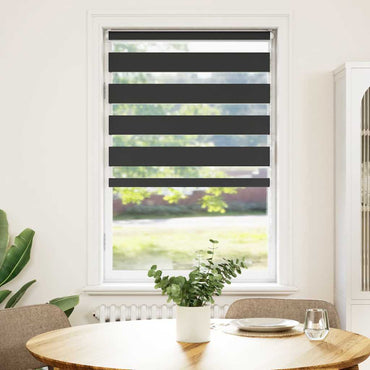 vidaXL Doppelrollo Schwarz 80x150 cm Stoffbreite 75,9 cm Polyester