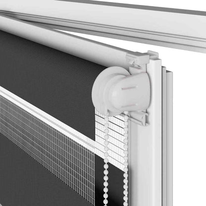 Doppelrollo Schwarz 120x150 cm Stoffbreite 115,9 cm Polyester