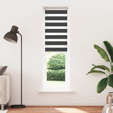 vidaXL Doppelrollo Schwarz 60x200 cm Stoffbreite 55,9 cm Polyester