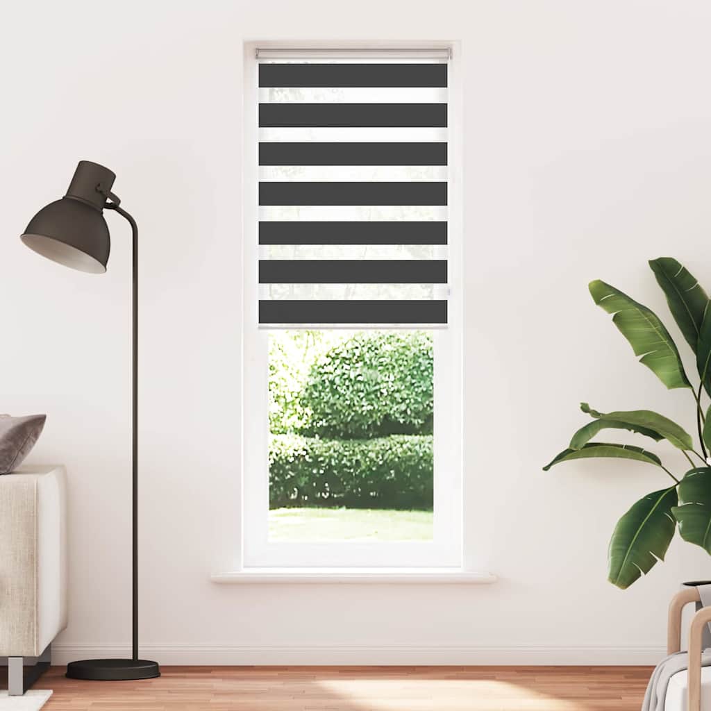 vidaXL Store Enrouleur Jour Nuit Noir 80x200 cm Largeur du Tissu 75,9 cm Polyester