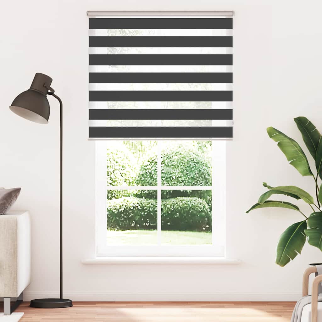 Doppelrollo Schwarz 110x200 cm Stoffbreite 105,9 cm Polyester