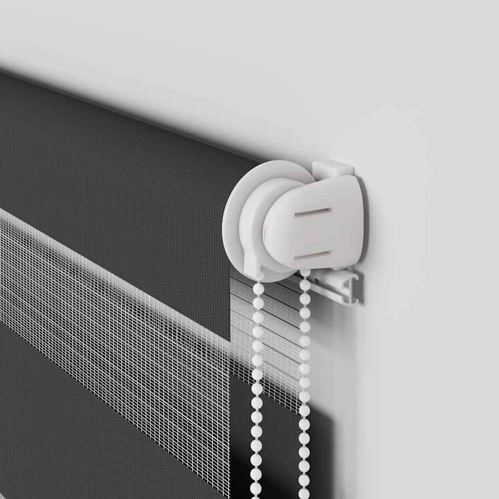 Doppelrollo Schwarz 145x200 cm Stoffbreite 140,9 cm Polyester