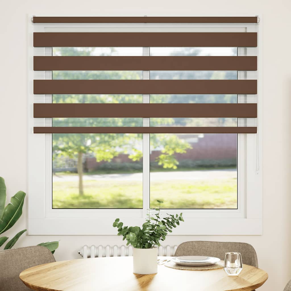 vidaXL Doppelrollo Braun 140x100 cm Stoffbreite 135,9 cm Polyester