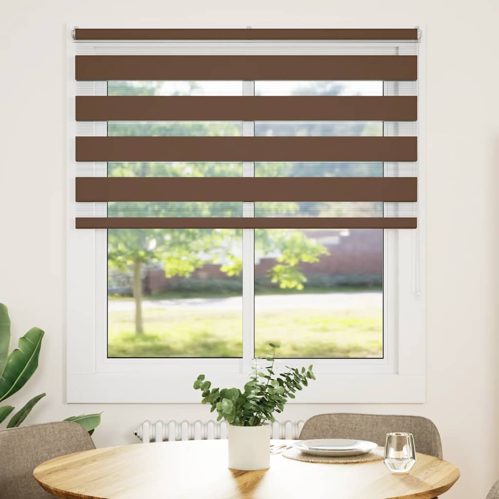 vidaXL Doppelrollo Braun 135x150 cm Stoffbreite 130,9 cm Polyester
