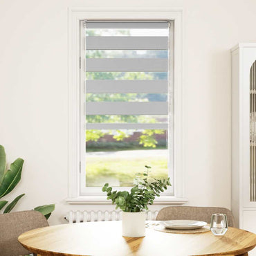 vidaXL Doppelrollo Hellgrau 60x100 cm Stoffbreite 55,9 cm Polyester