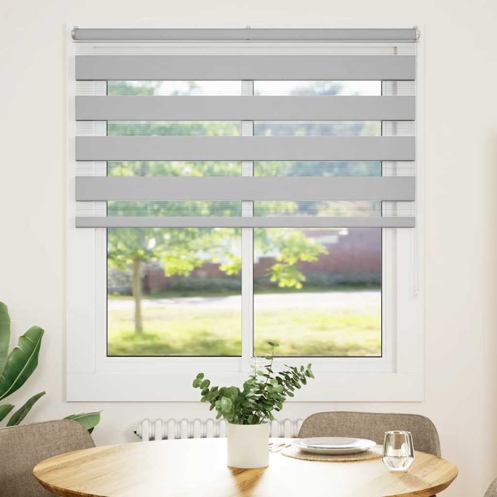 vidaXL Double store enrouleur Gris clair 130x100 cm Largeur de tissu 125,9 cm Polyester