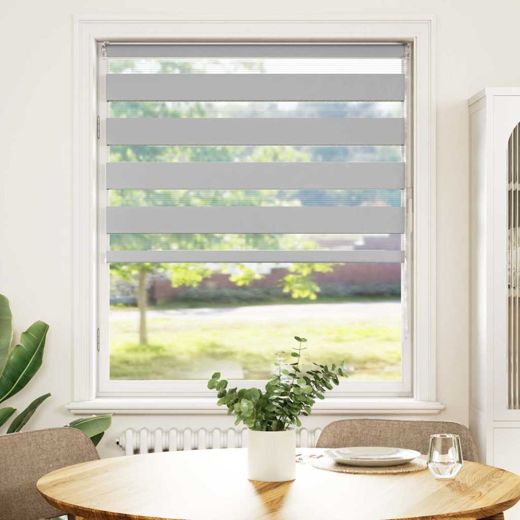 vidaXL Doppelrollo Hellgrau 95x150 cm Stoffbreite 90,9 cm Polyester