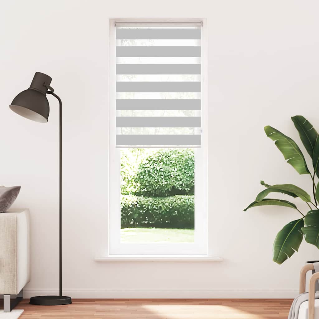vidaXL Doppelrollo Hellgrau 90x200 cm Stoffbreite 85,9 cm Polyester