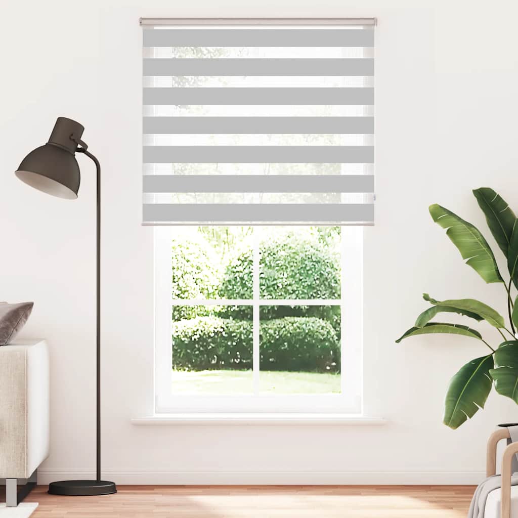 vidaXL Doppelrollo Hellgrau 135x200 cm Stoffbreite 130,9 cm Polyester