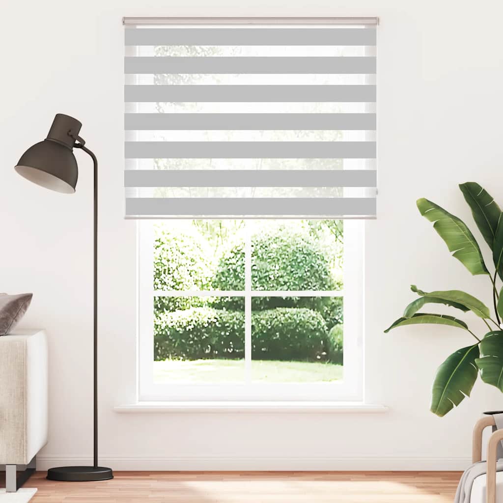 vidaXL Doppelrollo Hellgrau 145x200 cm Stoffbreite 140,9 cm Polyester