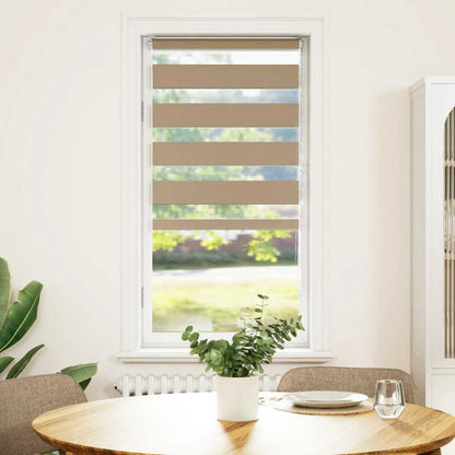 vidaXL Doppelrollo Sandbraun 65x100 cm Stoffbreite 60,9 cm Polyester