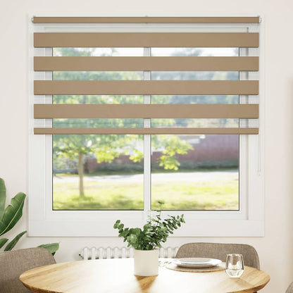 vidaXL Doppelrollo Sandbraun 140x100 cm Stoffbreite 135,9 cm Polyester