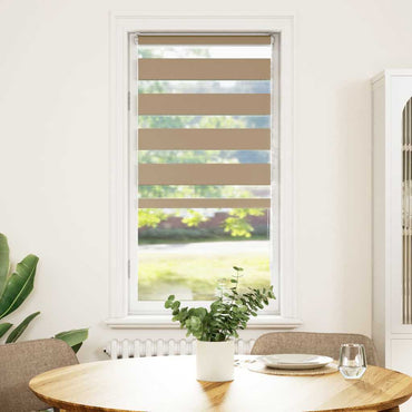 vidaXL Doppelrollo Sandbraun 65x150 cm Stoffbreite 60,9 cm Polyester