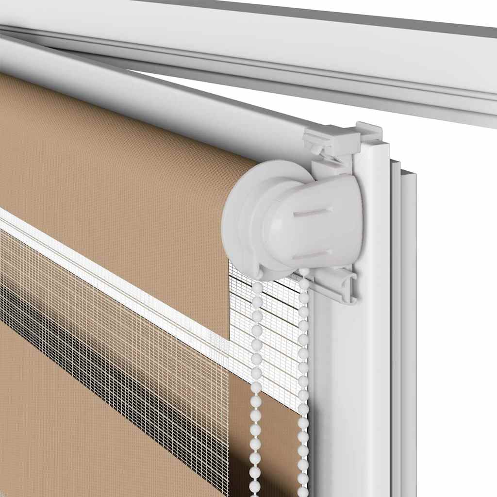 vidaXL Doppelrollo Sandbraun 115x150 cm Stoffbreite 110,9 cm Polyester