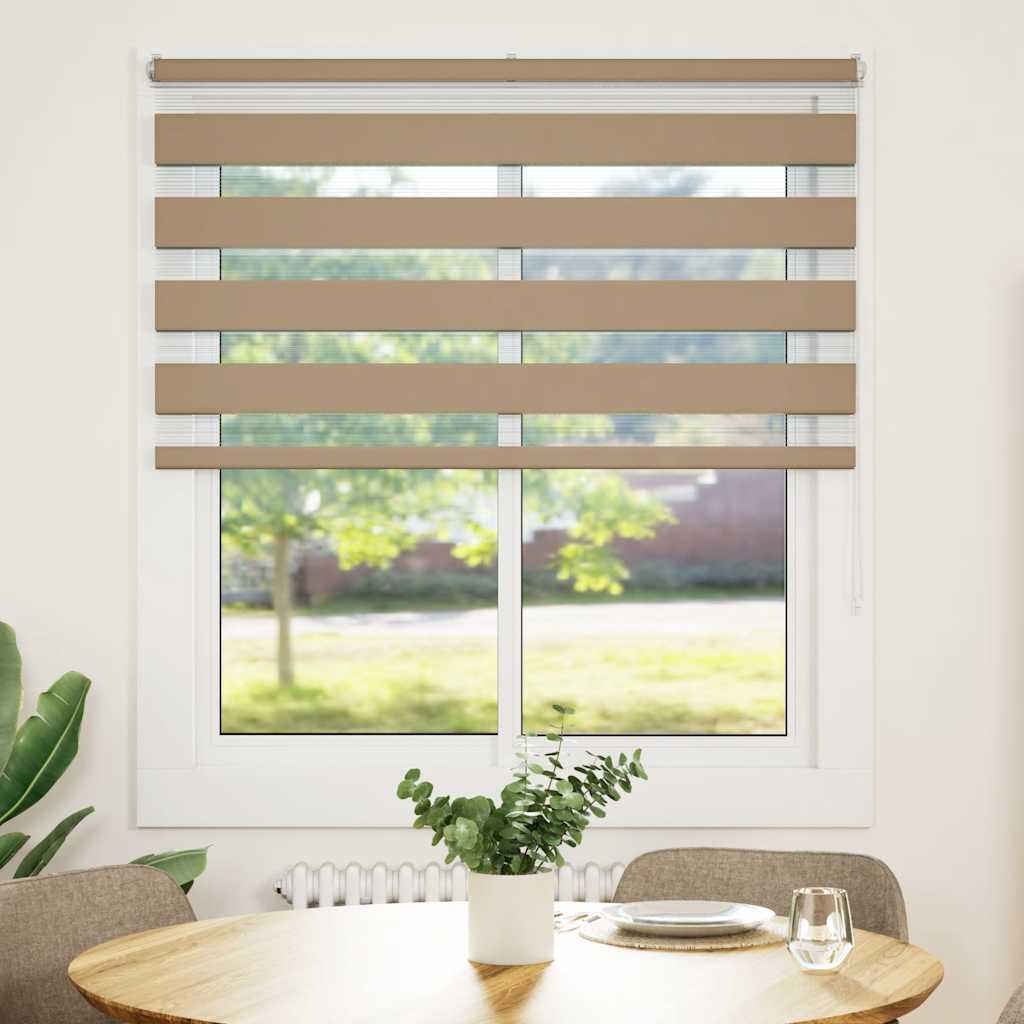 vidaXL Doppelrollo Sandbraun 120x150 cm Stoffbreite 115,9 cm Polyester