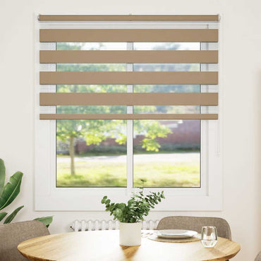 vidaXL Doppelrollo Sandbraun 120x150 cm Stoffbreite 115,9 cm Polyester