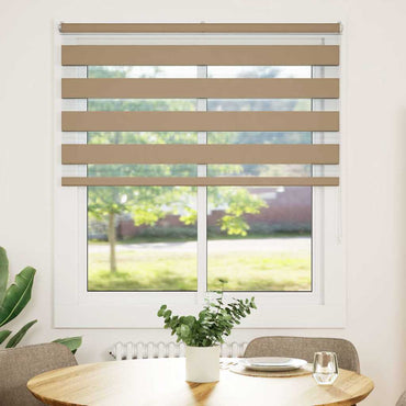 vidaXL Doppelrollo Sandbraun 130x150 cm Stoffbreite 125,9 cm Polyester