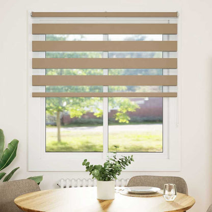 vidaXL Double store enrouleur marron sable 135x150 cm Largeur du tissu 130,9 cm Polyester