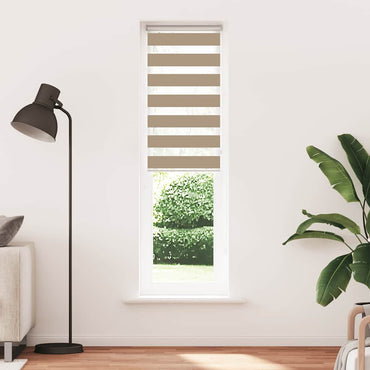 vidaXL Doppelrollo Sandbraun 65x200 cm Stoffbreite 60,9 cm Polyester