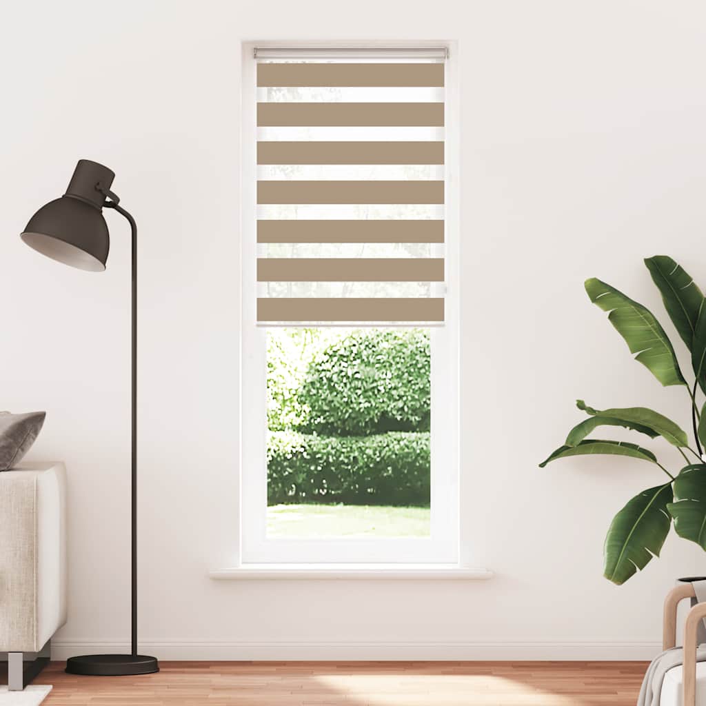 vidaXL Doppelrollo Sandbraun 90x200 cm Stoffbreite 85,9 cm Polyester