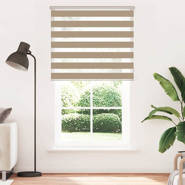 vidaXL Double store enrouleur marron sable 130x200 cm Largeur du tissu 125,9 cm Polyester