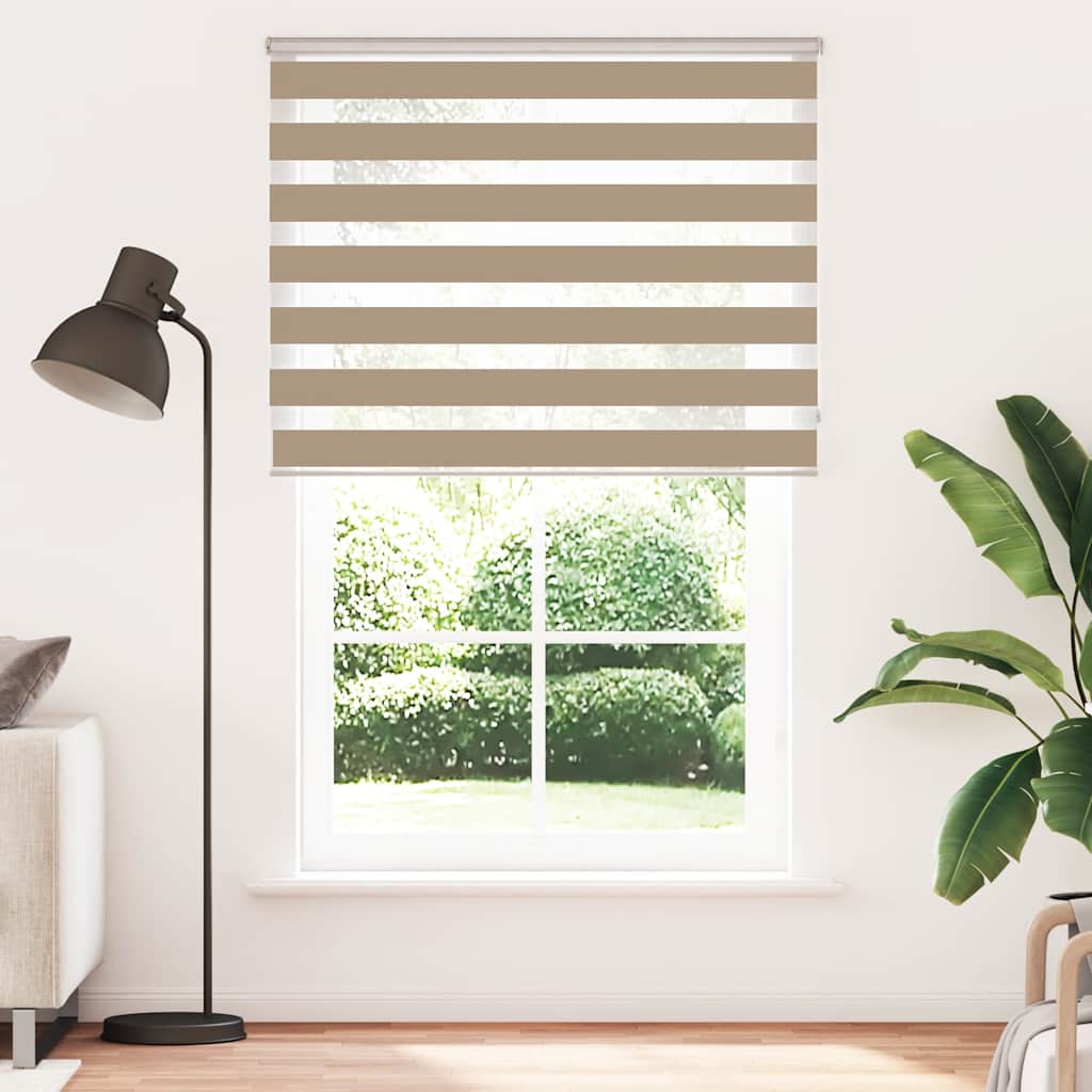 vidaXL Doppelrollo Sandbraun 140x200 cm Stoffbreite 135,9 cm Polyester