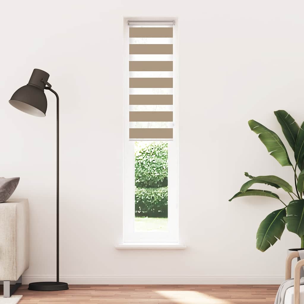 vidaXL Doppelrollo Sandbraun 45x230 cm Stoffbreite 40,9 cm Polyester