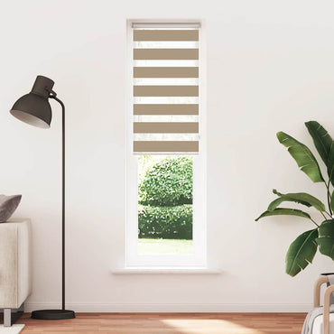 vidaXL Doppelrollo Sandbraun 60x230 cm Stoffbreite 55,9 cm Polyester