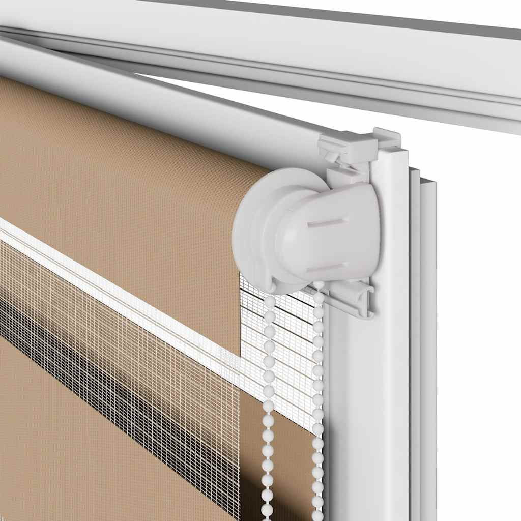 vidaXL Doppelrollo Sandbraun 70x230 cm Stoffbreite 65,9 cm Polyester